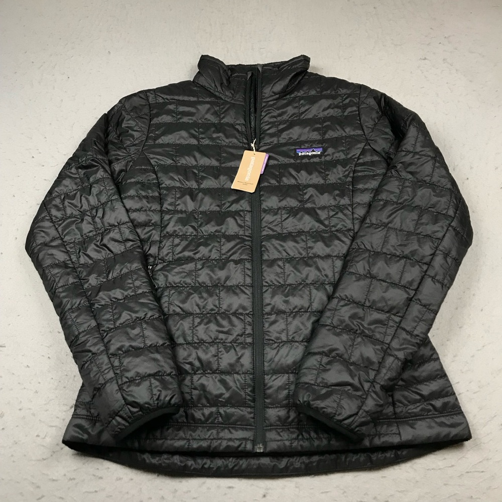 Patagonia Jacket Womens Medium Black Nano Puff Puffer Full Zip Winter NWT